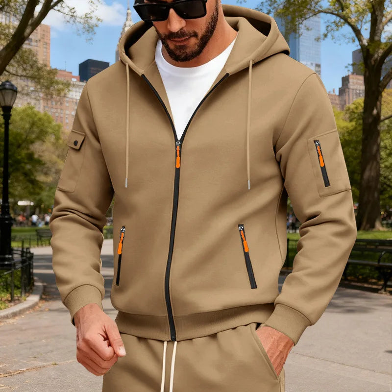 Men’s Fleece Zipper Hoodie with Arm Pocket