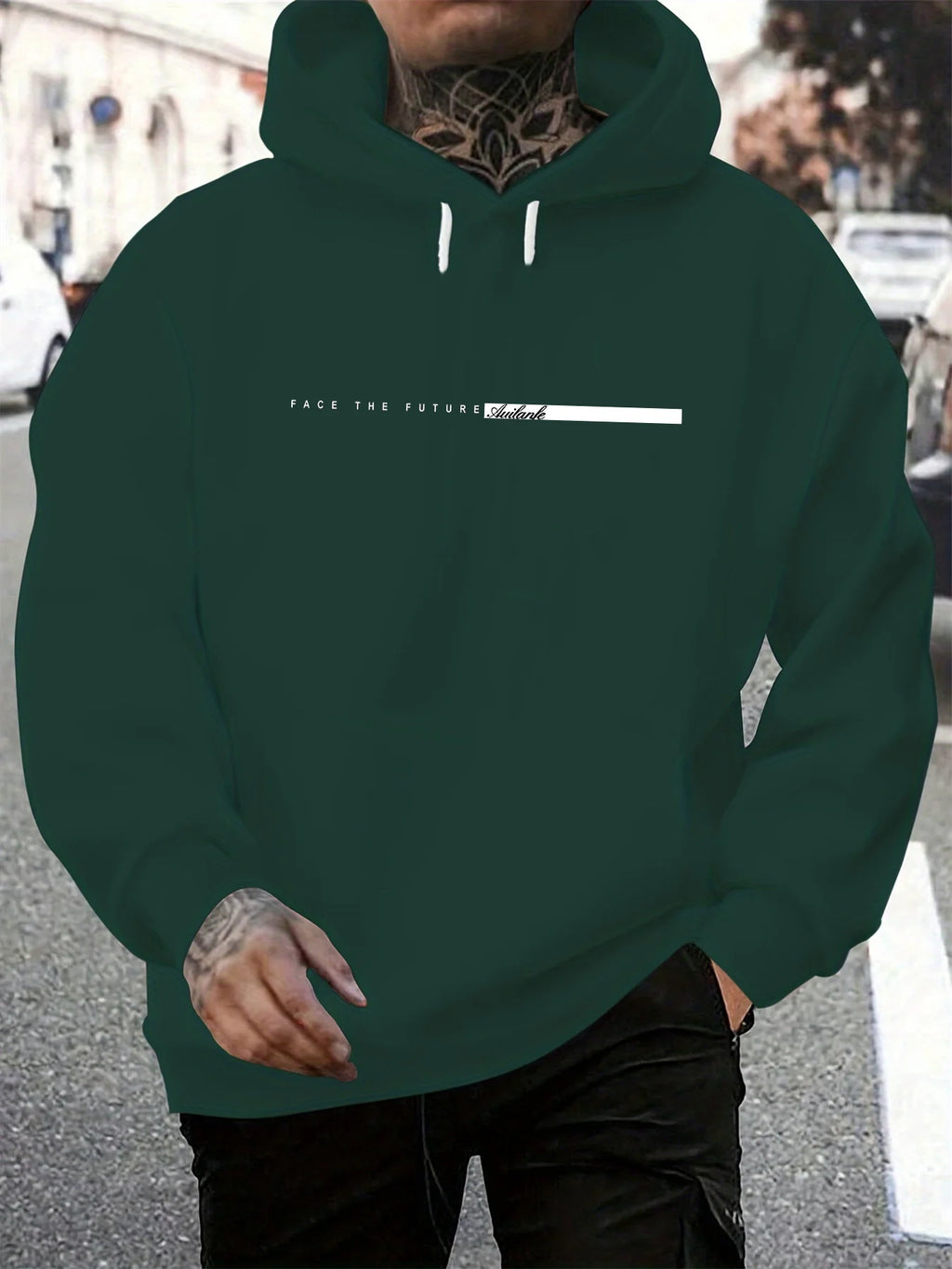 Men’s “Face the Future” Printed Hoodie