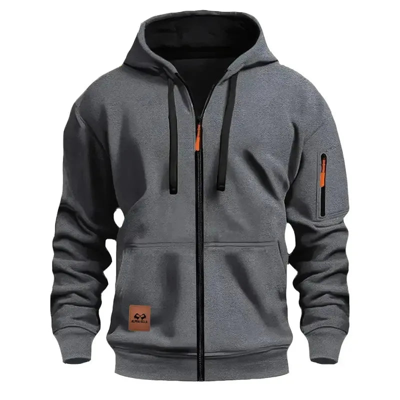 Men’s Outdoor Hooded Jacket with Zipper Pockets