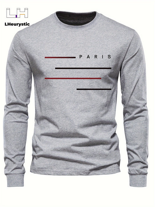 Men's autumn and winter 100% pure cotton loose casual sports letter legend pattern printed round neck long sleeved T-shirt