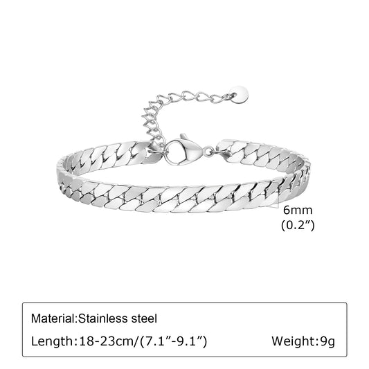 Flat Cuban Chain Bracelets for Men Boys,Adjustable Stainless Steel Links Wristband,Classic Male Accessories Jewelry Gifts