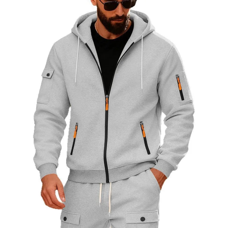 Men’s Fleece Zipper Hoodie with Arm Pocket