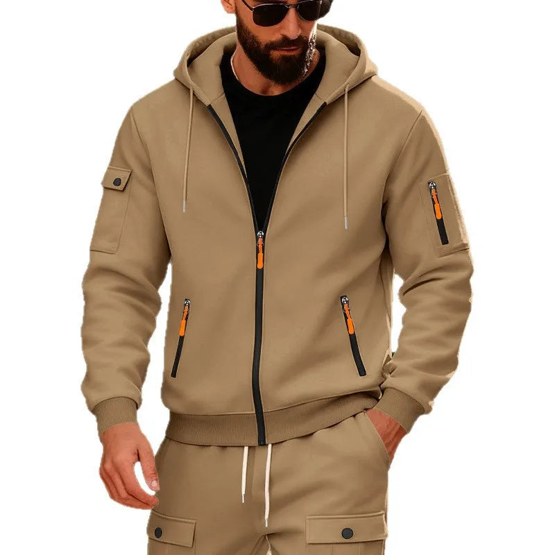 Men’s Fleece Zipper Hoodie with Arm Pocket