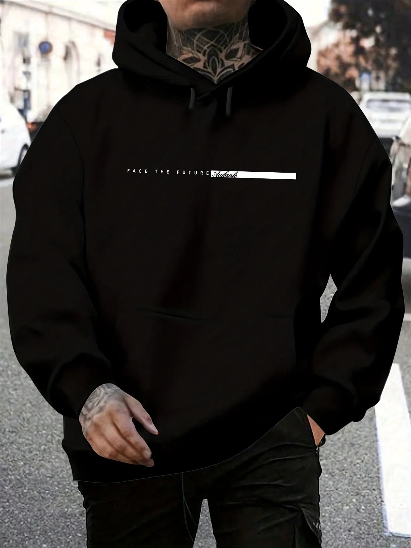 Men’s “Face the Future” Printed Hoodie