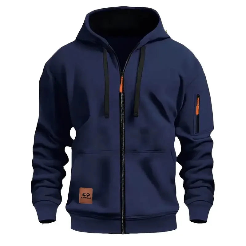 Men’s Outdoor Hooded Jacket with Zipper Pockets