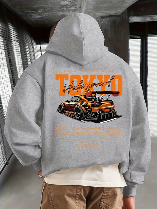 Men's autumn and winter fashionable casual loose cow head skull pattern printed long sleeved round neck sweatshirt