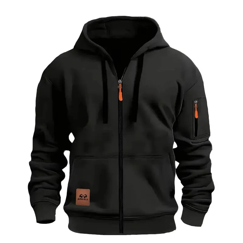Men’s Outdoor Hooded Jacket with Zipper Pockets