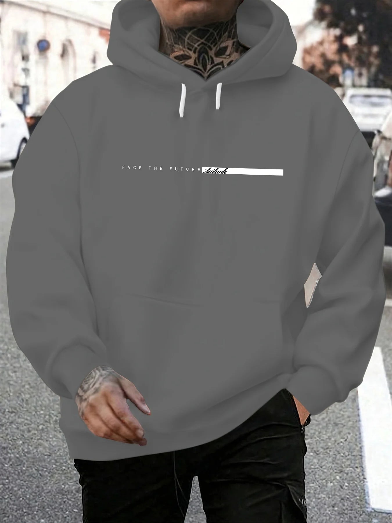 Men’s “Face the Future” Printed Hoodie