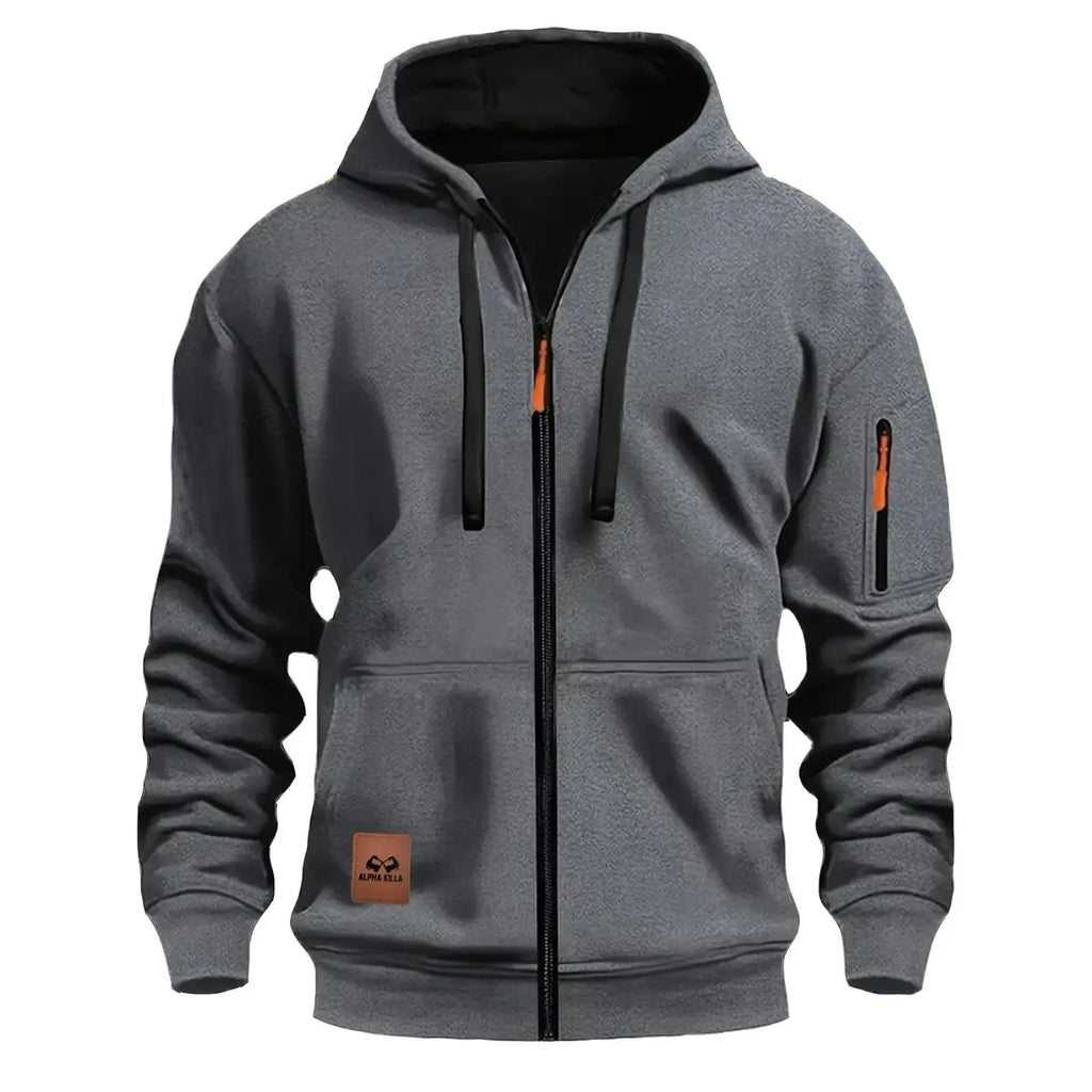 Men’s Outdoor Hooded Jacket with Zipper Pockets