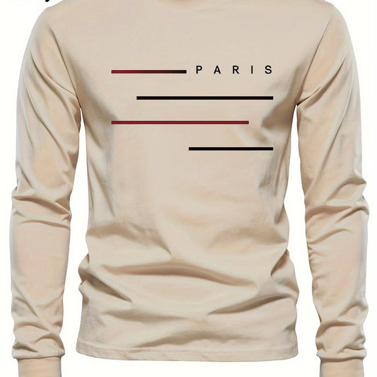 Men's autumn and winter 100% pure cotton loose casual sports letter legend pattern printed round neck long sleeved T-shirt