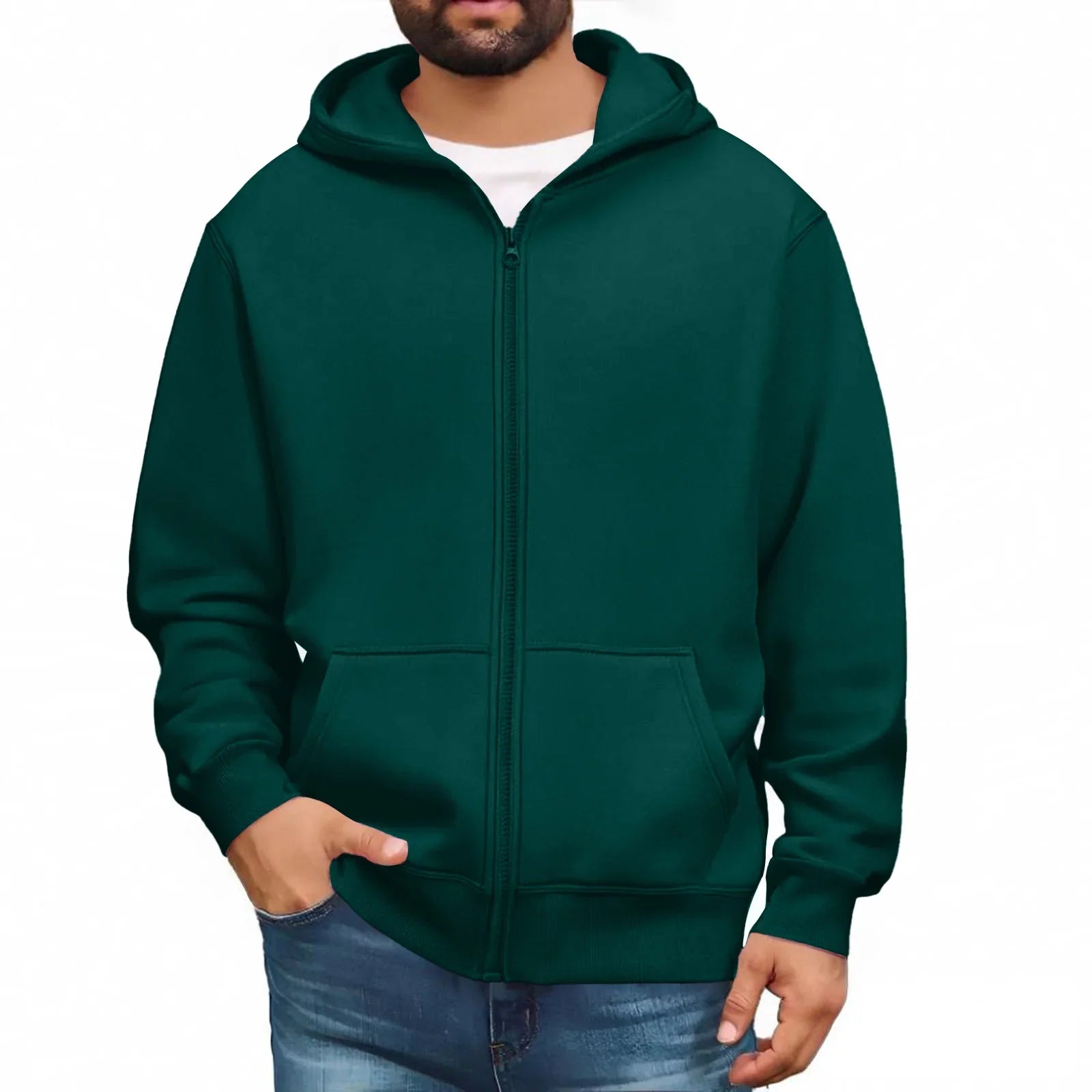 Men’s Basic Hooded Sweatshirt Jacket