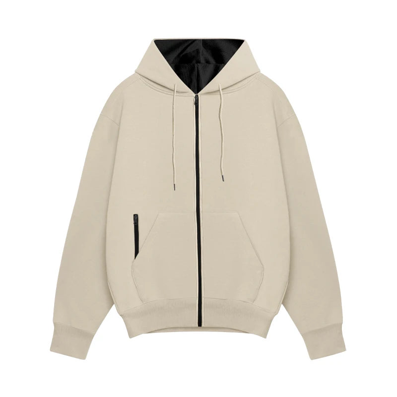Men’s Thick-Lined Zipper Hoodie with Multi Pockets