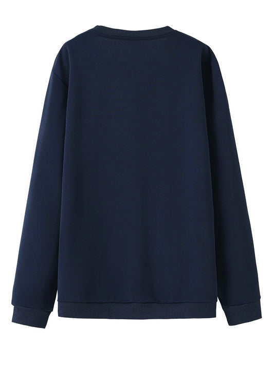 Men's autumn and winter fashionable casual loose mountain graphic print long sleeved round neck sweatshirt