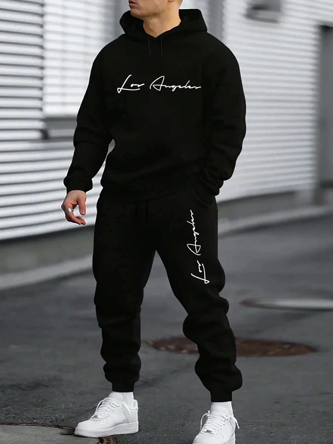 Men’s Los Angeles Print Velvet Tracksuit Set