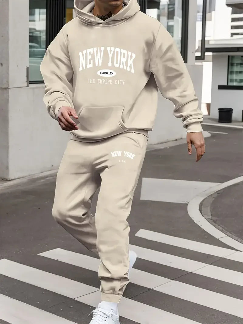 Men’s Velvet Hoodie Set – New York Print