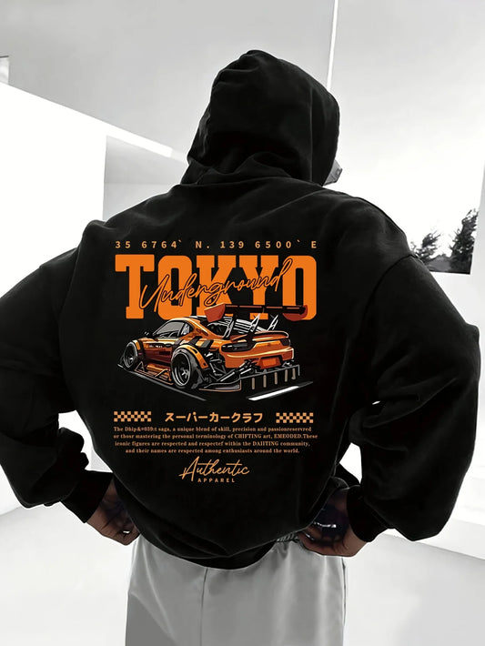 Men's autumn and winter fashionable casual loose cow head skull pattern printed long sleeved round neck sweatshirt