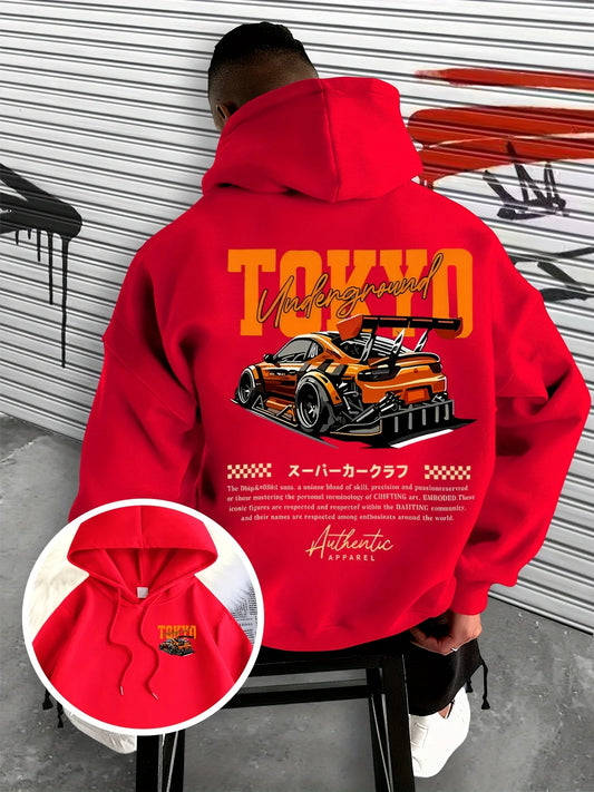 Men's autumn and winter fashionable casual loose cow head skull pattern printed long sleeved round neck sweatshirt