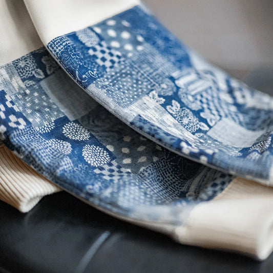 Maden Vintage Boro Patchwork Sweatshirt Casual Round-Neck Tops Men's Classic Pullover for Spring and Autumn Fashion Streetwear