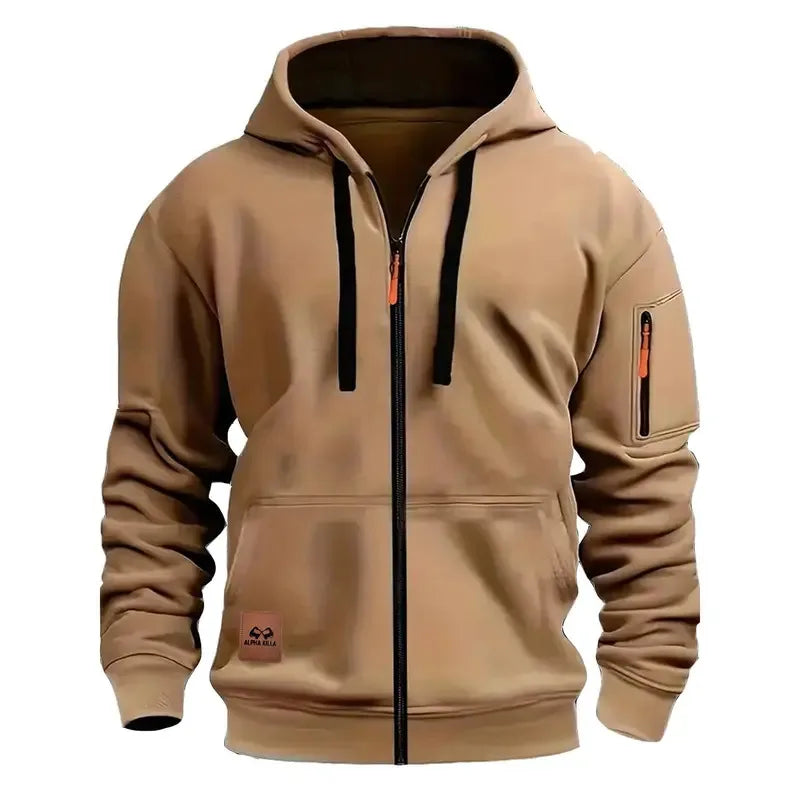 Men’s Outdoor Hooded Jacket with Zipper Pockets