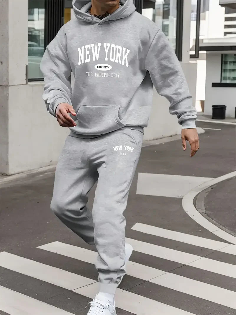 Men’s Velvet Hoodie Set – New York Print