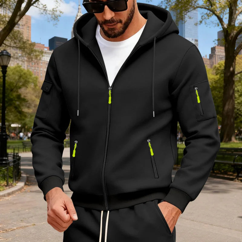 Men’s Fleece Zipper Hoodie with Arm Pocket