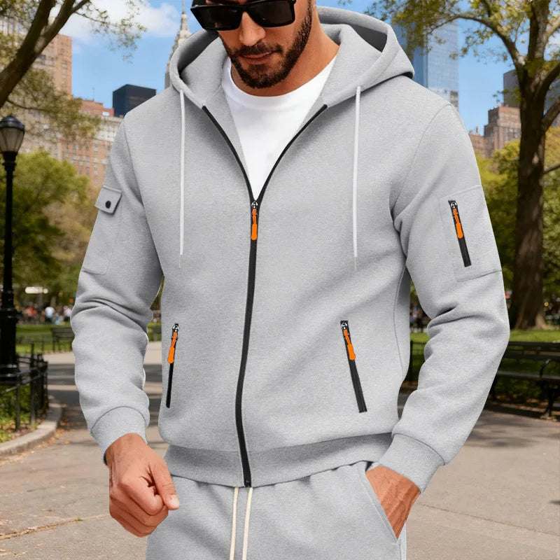 Men’s Fleece Zipper Hoodie with Arm Pocket