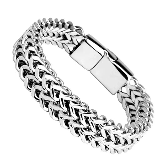 19/21/23cm Hip-hop Stainless Steel Bracelet Men's Braided Double Row Simple Domineering High-end Cuban Titanium Steel Bracelet