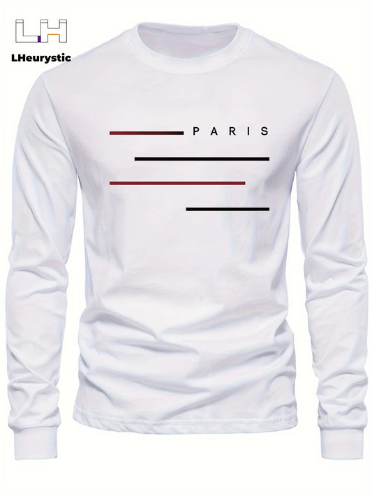 Men's autumn and winter 100% pure cotton loose casual sports letter legend pattern printed round neck long sleeved T-shirt