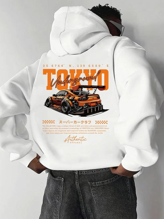 Men's autumn and winter fashionable casual loose cow head skull pattern printed long sleeved round neck sweatshirt