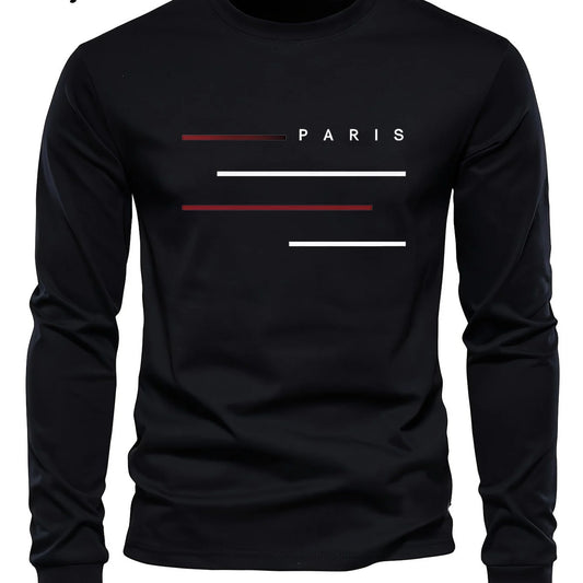 Men's autumn and winter 100% pure cotton loose casual sports letter legend pattern printed round neck long sleeved T-shirt