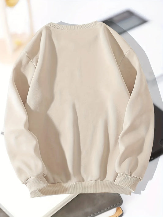 Men's autumn and winter fashionable casual loose California letter pattern printed long sleeved round neck sweatshirt