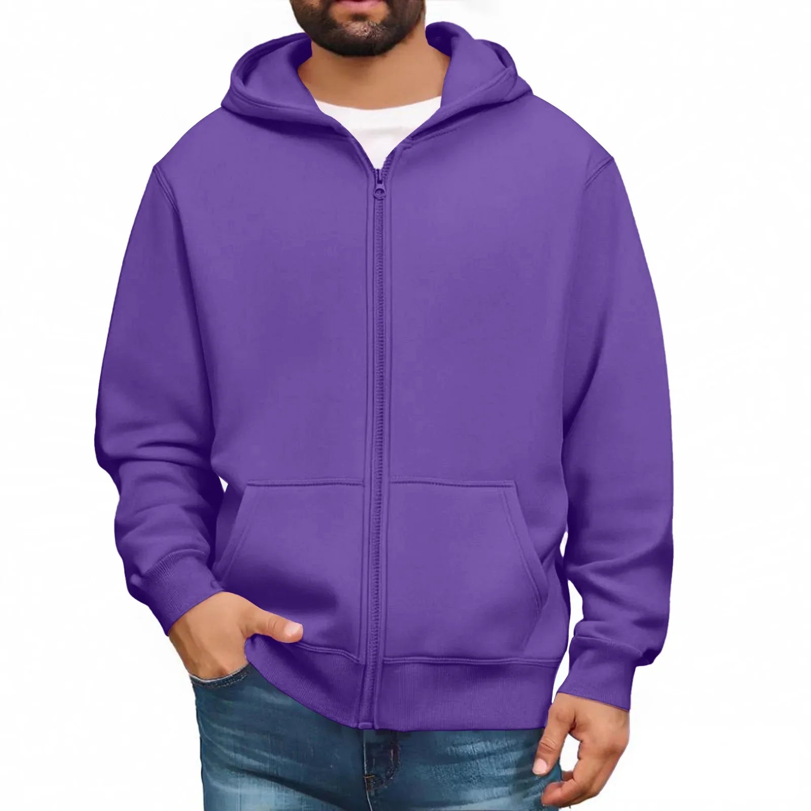 Men’s Basic Hooded Sweatshirt Jacket