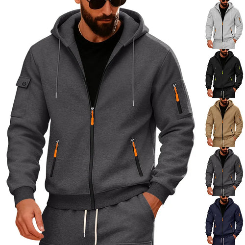 Men’s Fleece Zipper Hoodie with Arm Pocket