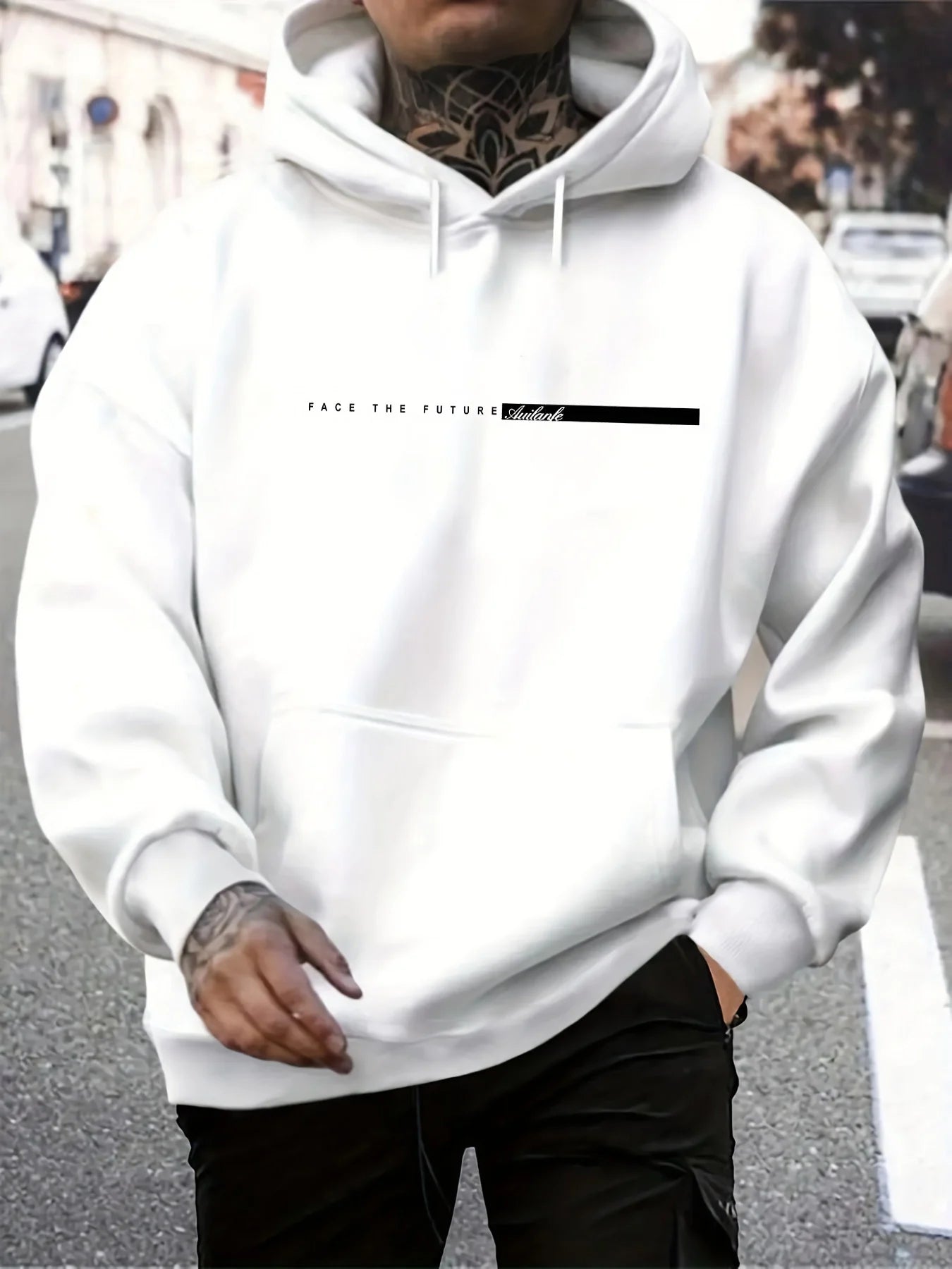 Men’s “Face the Future” Printed Hoodie